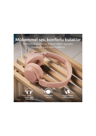 Philips TAH4000PK Bluetooth 6.0 Kablosuz Kulak Üstü Kulaklık