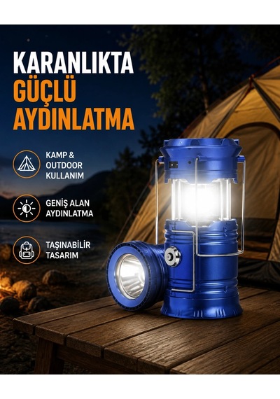 Mey İthalat Güneş Enerjisiyle Çalışan Kamp Feneri Hafif Portatif Uzun Ömürlü