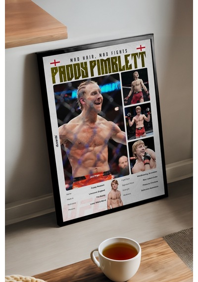 Paddy Pimblett Ufc Siyah Ahşap Çerçeveli Poster, Dekoratif Dövüş Duvar Tablosu