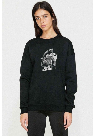Sabbath Metal Rock Muzik Baskılı Siyah Kadın Sweashirt
