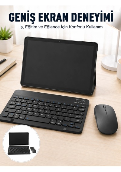 Mey İthalat Android İşletim Sistemli Sım Kart Girişli Tablet Bluetooth Klavye Mouse Seti Mobil İnternet Destekli