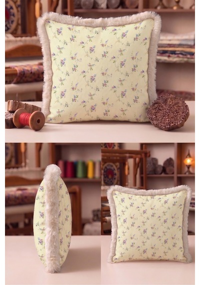 Çiçekli Vintage Romantik Saçaklı Yastık Kılıfı - Pastel Bahar Sarı Vizon Püsküllü Kırlent Kılıfı Buzlu Kanyon Ritüel Çiçekli Vintage Romantik Saçaklı Yastık Kılıfı - Pastel Bahar Sarı Vizon Püsküllü Kırlent Kılıfı Buzlu Kanyon Ritüel