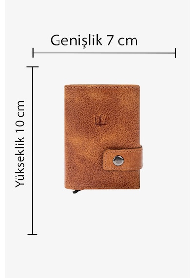 Getto Deri Moon Mekanizmalı Hakiki Deri Minimal Kişiye Özel İsim Baskılı Cüzdan Gri