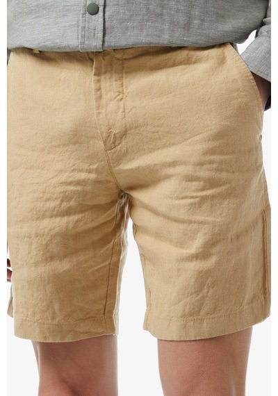 Lacoste Men's Slim Fit Linen Bermuda Shorts Beige Erkek Dar Kesim Keten Şort Bej