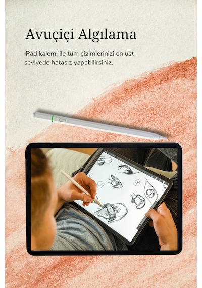 İpad 11 İnç Air 6.nesil 2024 Uyumlu Usb-c Avuçiçi Red Eğim Özellikli Bluetooth Bağlantılı Stylus Pen