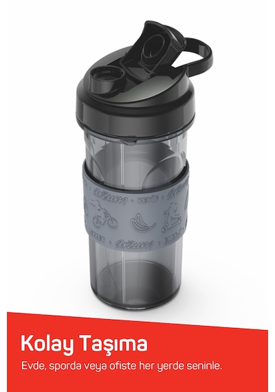 Arzum AR1191 Shake'N Take Lite Kişisel Blender 550W, 550 ml Taşınabilir Şişe, Buz Kırma Özellikli, Siyah
