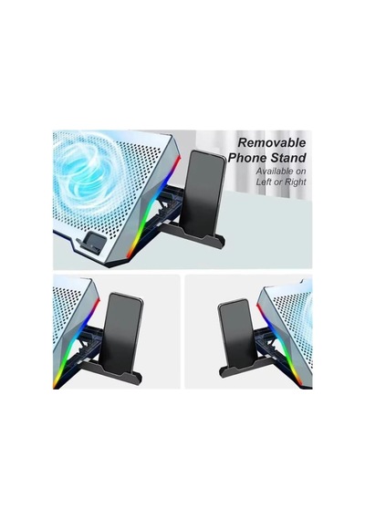 Ga47 Gaming Dizüstü Bilgisayar Soğutucu Laptop Standı 12cm Fan Rgb Led Telefon Tutucu Yükseklik Ayarlı