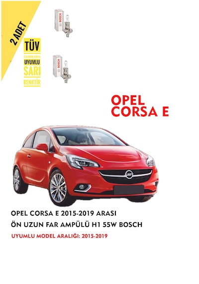 Opel Corsa E 2015-2019 Arası Ön Uzun Far Ampülü 2 Adet Sarı Ren