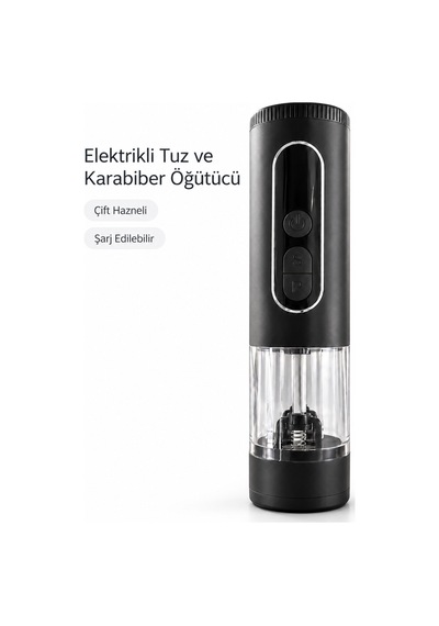 Preminyum Çift Hazneli Şarj Edilebilir Elektrikli Tuz Ve Karabiber Öğütücü