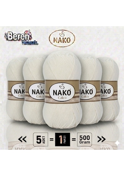 Calico-ekru 3782- 5'li Paket - 100gr/240m - El Örgü İpi - Amigurimi-hırka- Kazak- Şal-bebek İpi