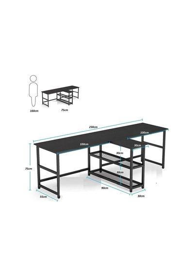 Zizuva  Zizuva Tasarım Kitaplıkla Bölmeli Modern 2 Kişilik Çalışma Masa  (541151256)