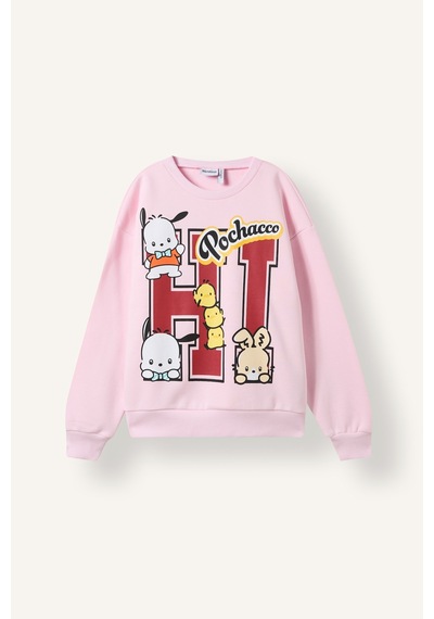 Defacto Relaxed Fit Bisiklet Yaka Pochacco Baskılı Sweatshirt Kız Çocuk I5076a826aupn633 Pembe-pn633