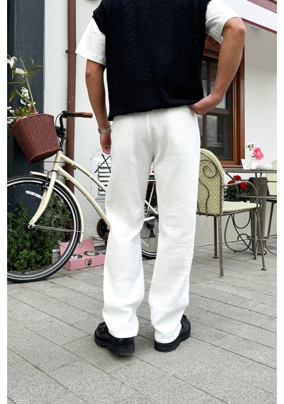 Flaw Müslin Kumaş Baggy Pantalon Ekru Ekru
