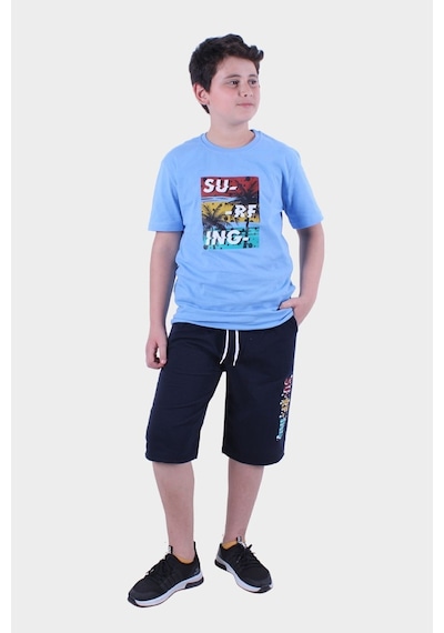 Fyk Kids Erkek Çocuk Alt-üst Kapri-tişört Takım Mavi