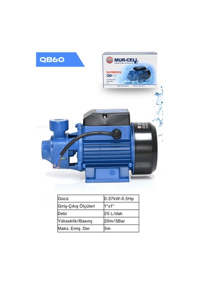 Mur-cel Qb 60 Micro Vortex Pompa Su Pompası 0.5 Hp 1 Inc - 38948603