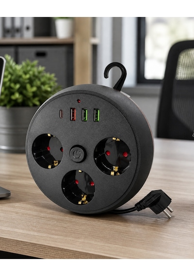Akım Korumalı Çoklu Priz 3 Priz 3 Usb 1 Type C 2 Metre Kablo Güvenli Şarj - Lisinya