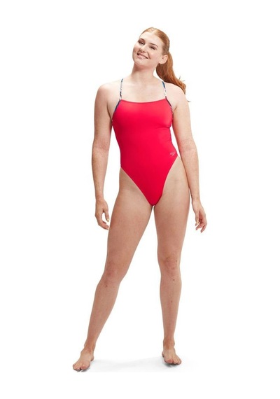 Speedo Solid Lattice Arkadan Bağlama Kadın Yüzücü Mayosu Çok Renkli