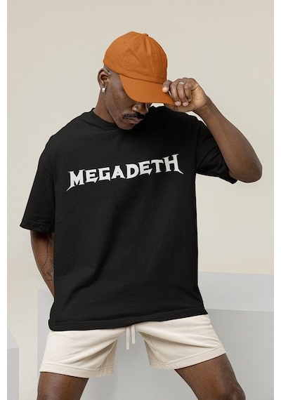 Müzik Grubu Megadeth Baskılı Unisex Oversize Rock Metal Tişört Siyah