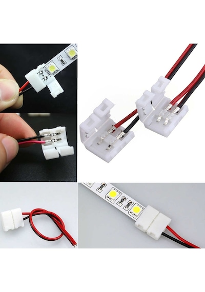 1 Adet 5050 2 Pin Şerit Led Ekleme Aparatı 3 Çipli 15 Cm Kablo