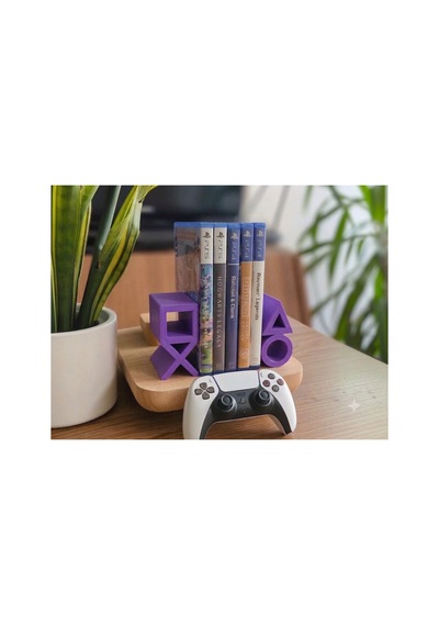Ps5 Logolu Cd Stand Rafı, İkonik Tuş Simgeli Oyun Kutusu Cd Rafı Stand Organizer4