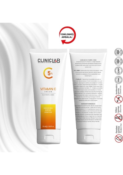 Cliniclab %5 Vitamin C İçeren Aydınlatıcı ve Canlandırıcı Krem 50 ML