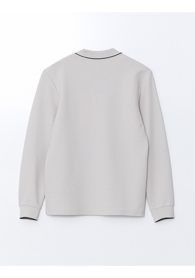 Lcwaıkıkı Classic Gri Polo Yaka Uzun Kollu Erkek Sweatshirt
