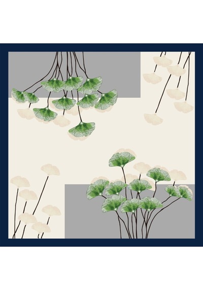 Tarzını Seç Lacivert Ginkgo Fular / Bandana / Aksesuar / Şal / Eşarp 70x70
