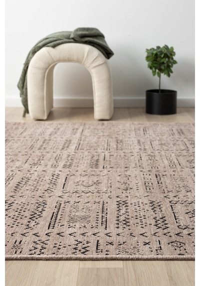 Gaia Bej Halı Yıkanabilir Kaymaz Taban Şönil Kilim Dokuma Pamuk Taban Kilim 10352 Bej