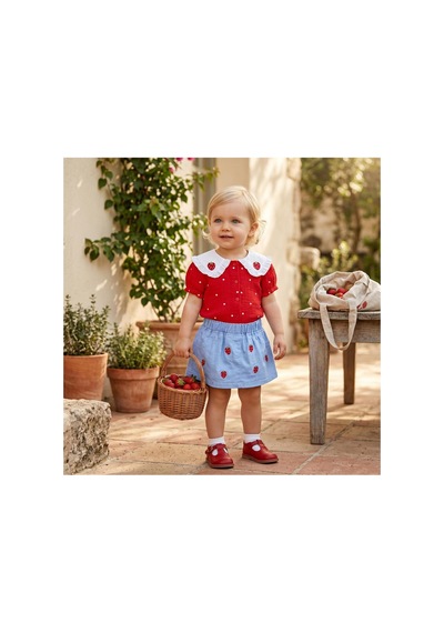 Altıntaş Baby Fisto Çilek Yaka İşlemeli %100 Pamuk Müslin Kumaşlı Mini Kot Etekli İkili Bayramlık Takım Kırmızı Mavi Kırmızı Mavi Altıntaş Baby Fisto Çilek Yaka İşlemeli %100 Pamuk Müslin Kumaşlı Mini Kot Etekli İkili Bayramlık Takım Kırmızı Mavi Kırmızı Mavi