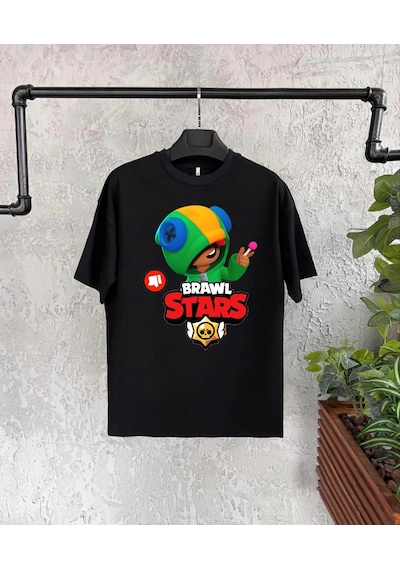 Barlashive Unisex Baskılı Kısa Kol Çocuk T-shirt - Siyah Çok Renkli