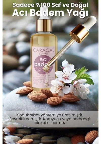 Caracal Acı Badem Yağı Soğuk Sıkım 50 Ml %100 Saf Doğal Acıbadem Yağı