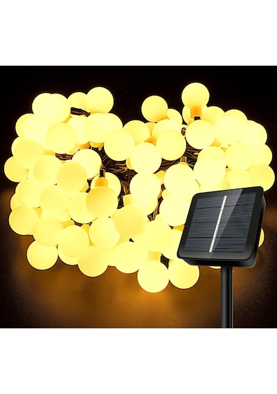 Technojet 50 Led 7m Solar Led Sarı Işık Güneş Enerjili Bahçe Teras Balkon Ağaç Lambası Aydınlatma Sarı