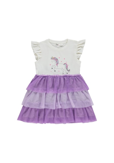 Civil Girls Unicorn Baskılı 2-5 Yaş Elbise - Lila Mor