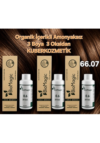 Biomagic 66.07 Çikolata Kahve Organik İçerikli Amonyaksız Kalıcı Kokusuz Saç Boyası 3 Boya+ 3oksidan