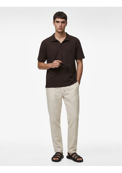 Koton Regular Fit Pamuklu Pike Kumaş Kısa Kollu Polo Yaka Tişört Kahverengi 6sam10284mk Kahve