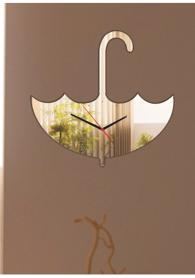 M3 Decorium Şemsiye Saat Dekoratif Ayna Beyaz