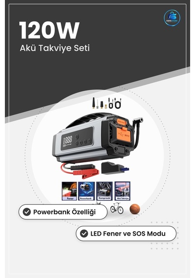 Akü Şarj Cihazı Araç Takviye Seti 120w Taşınabilir Powerbank Fene