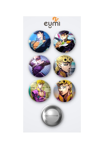 Jojo Josuke Higashikata Ve Giorno Giovanna 6'lı Metal Rozet Seti 58mm İğneli Buton Çanta Yaka Rozeti Çok Renkli