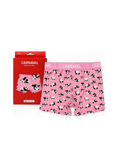 Carnaval Socks Panda Desenli Erkek Boxer Pamuklu Likralı Parlak Lastikli Kutulu Pembe Çoklu