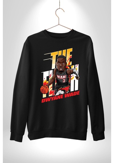 Dwyane Wade Miami Basketbol Unisex Siyah Sweatshirt Siyah