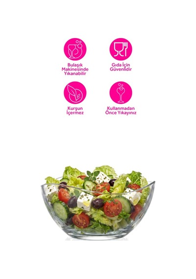 Lav Vira Cam Salata Kasesi 2'li Büyük Boy 950 ml (Hazırlık Kasesi , Sunum Kasesi )