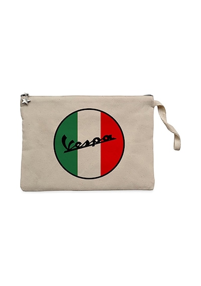 Vespa Logo Krem Clutch Astarlı Cüzdan / El Çantası Krem