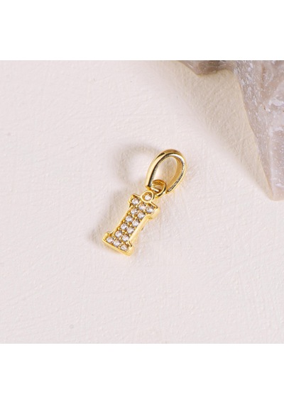 Goldkupe 14 Ayar Altın İ Harfi Taşlı Kolye Ucu 0,45 Gr-6343 Altın