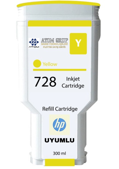 Atom Grup 728 Hp F9j65a Yellow - Sarı - Uyumlu Kartuş 300 Ml