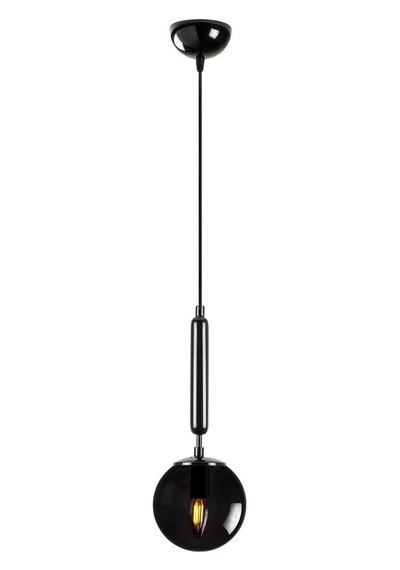 Modern Camlı Tekli Sarkıt Avize Siyah Metal Gövde E14, Siyah-11451 Diğer