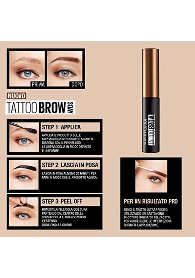 Maybelline New York Tattoo Brow Geçici Kaş Dövmesi, Orta Ton, 4.9 Ml 00