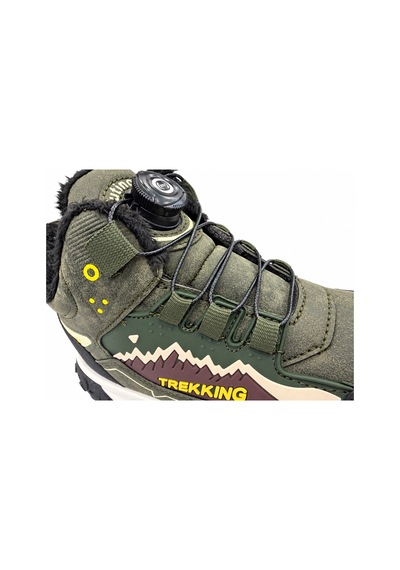 Tutınom Çocuk Mekanizma Bağcıklı Sportif Tasarım İçi Tüylü Outdoor Trekking Bot Haki