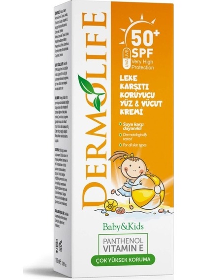 Dermolife Çocuk Koruyucu Yüz ve Vücut Güneş Kremi Spf50 100 ML