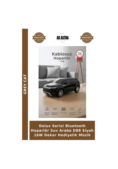 Delux Serisi Bluetooth Hoparlör Suv Araba D88 Siyah 16w Dekor Hediyelik Müzik