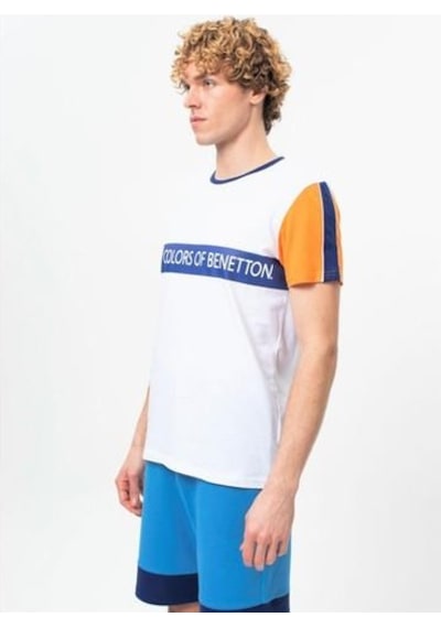 Benetton T-shırt-turuncu-beyaz Turuncu - Beyaz